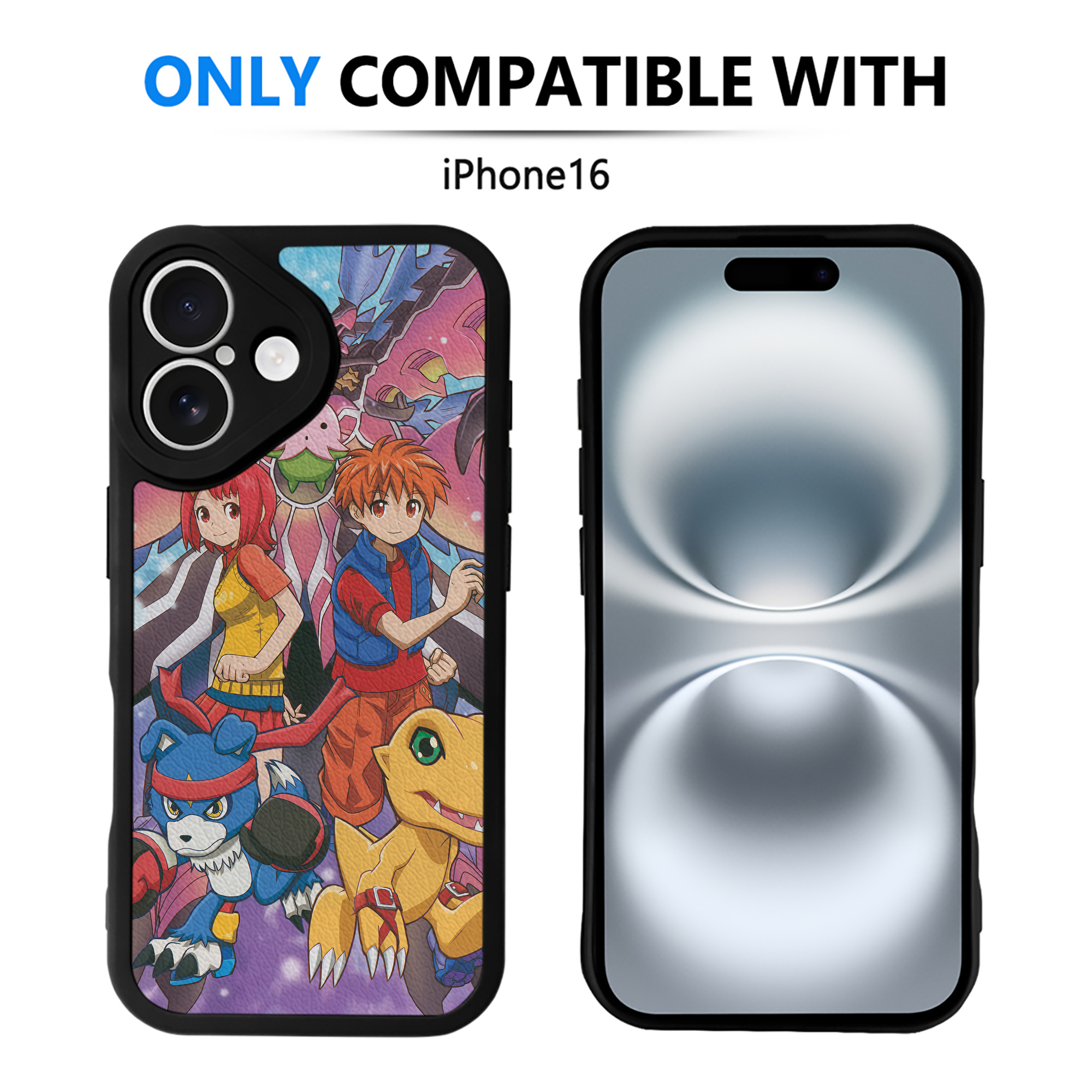 （画像用） Digimon デジタルモンスター/デジモン 【iPhone 16シリーズ対応】シリコンスマホケース（レザー調） 材質：シリコン